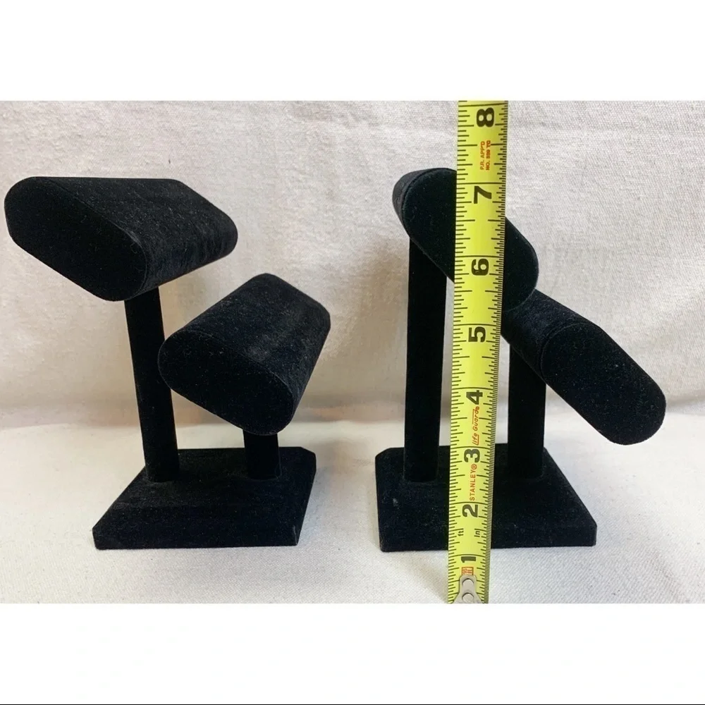 Pair Black Velvet Bracelet Holders